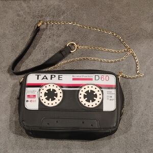 Black Cassette Tape Crossbody Bag